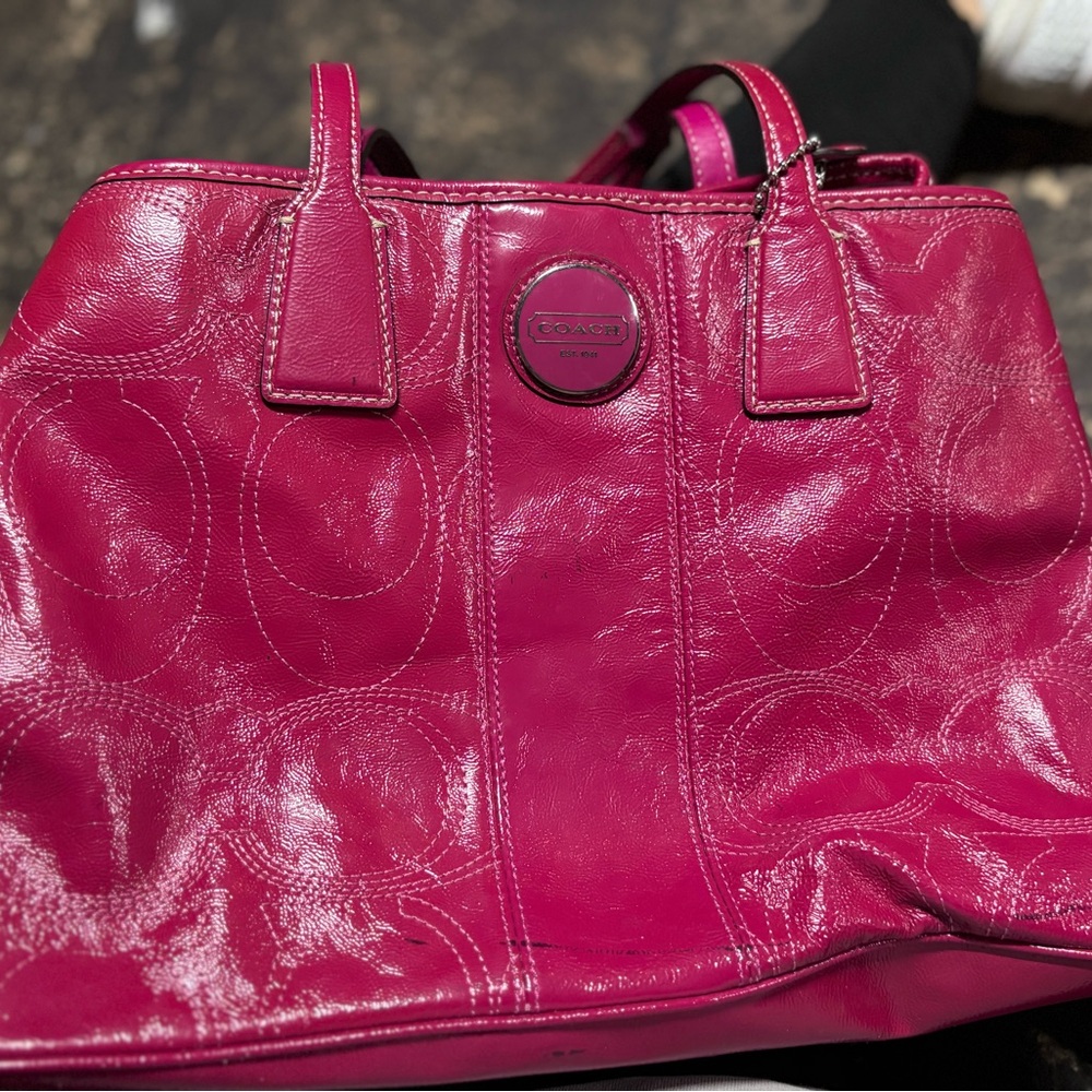 Coach Fuchsia Leather Tote Bag